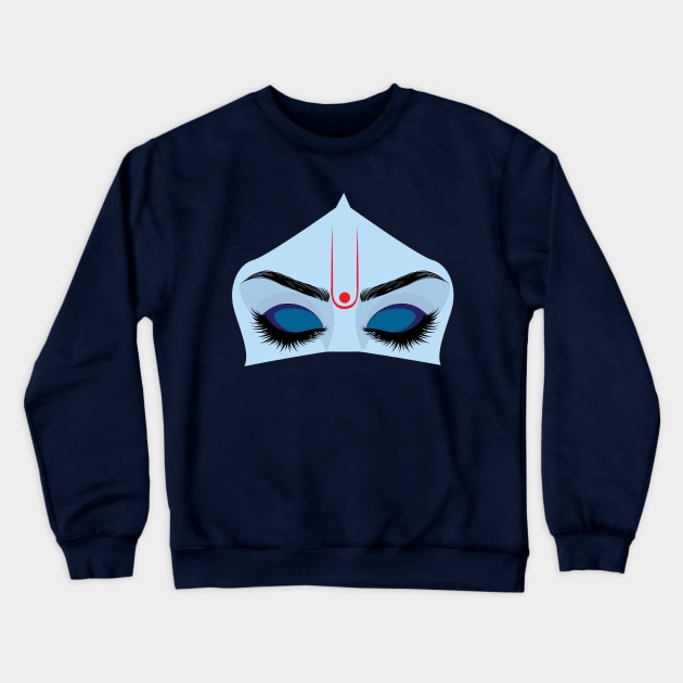 Krishna eyes on blue Crewneck Sweatshirt by AnnArtshock